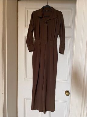 Massimo Dutti Brown Long Sleeve Jumpsuit